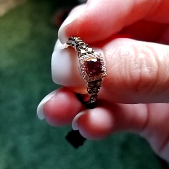 Levian chocolate diamonds and 14k rose gold rhodolite garnet 5/8ct - Picture 3 of 7